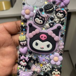 Sanrio Kuromi Purple Black Glitter Decoden Phone Case